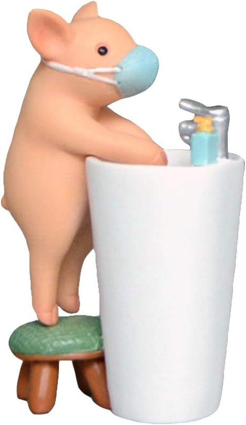 Miniature Fairy Garden Pig Figurine- Washing Hand before Meals