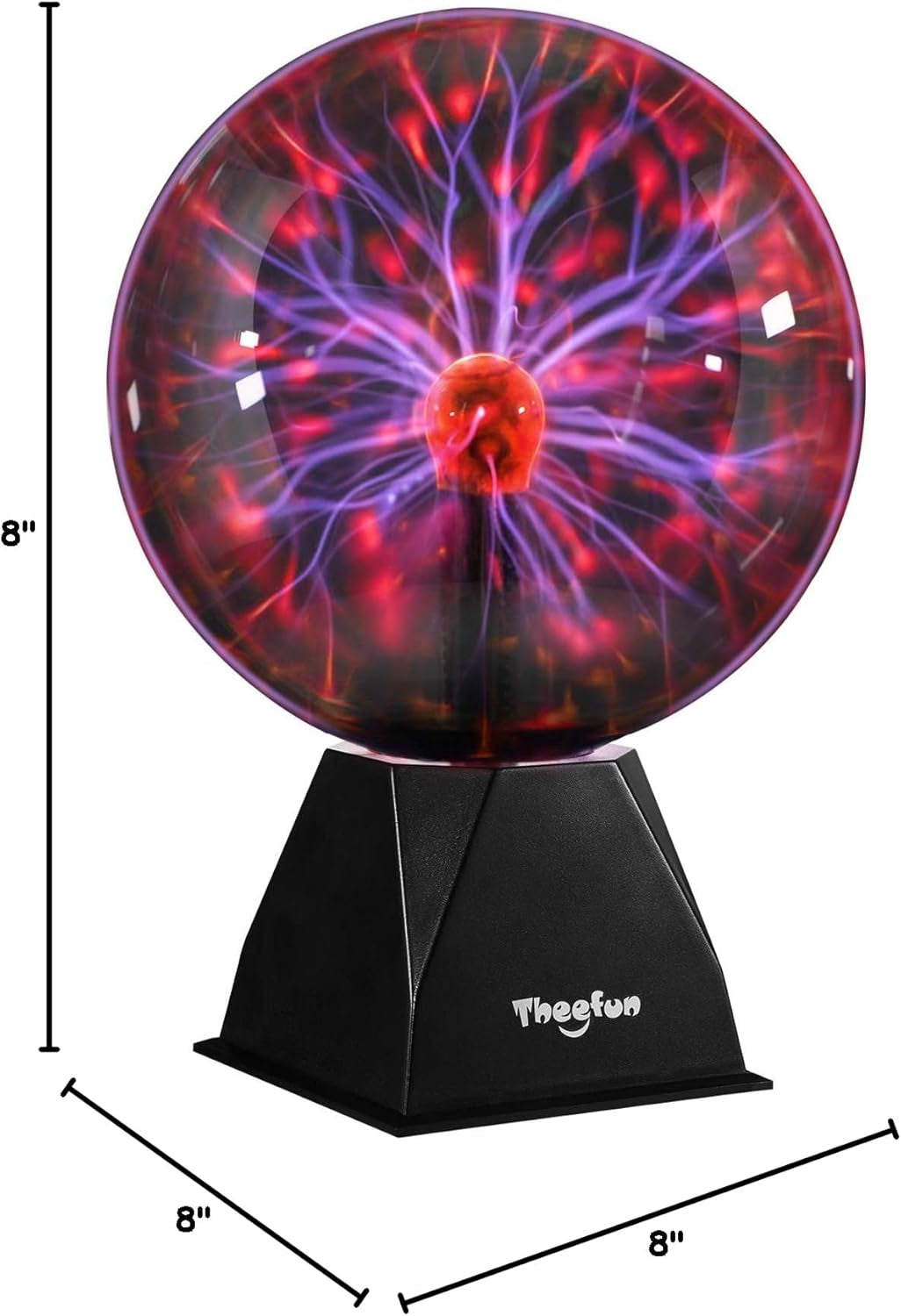 Plasma Ball: 8 Inch Huge Plasma Globe Christmas Gifts Touch & Sound Sensitive Ball Lamp Electric Lightning Novelty Light for Parties, Home, Prop, Room Decoration