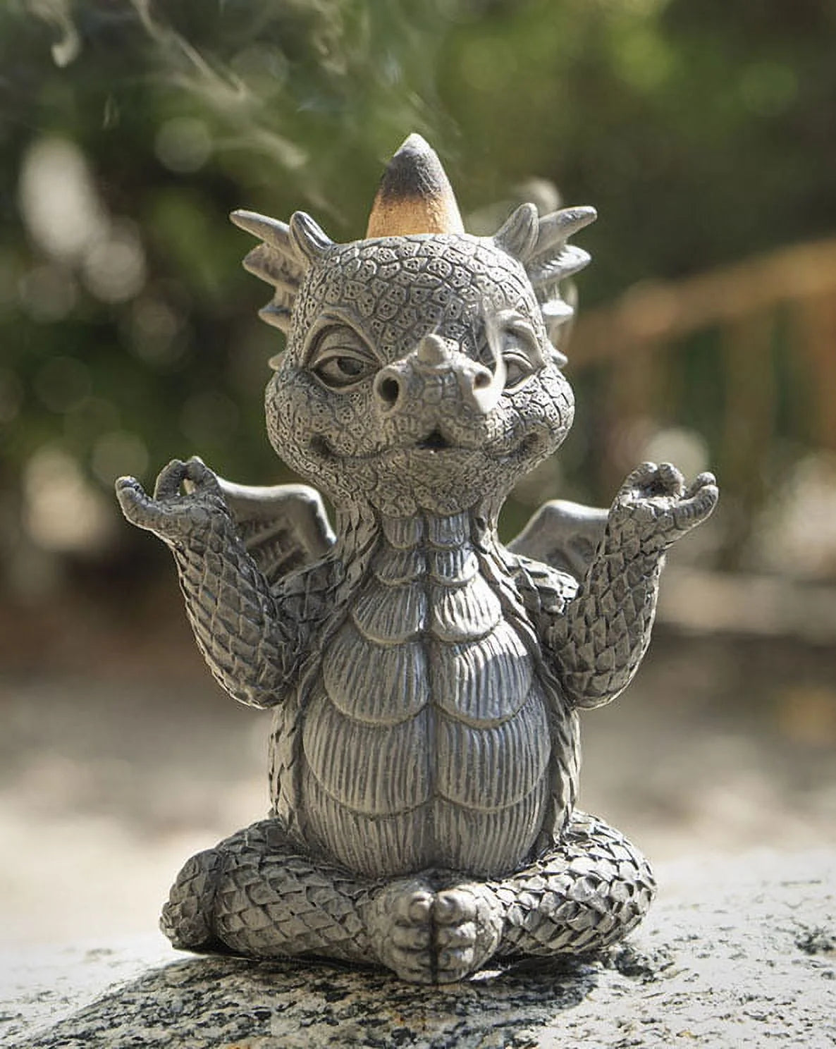 Zen Whimsical Garden Dragon Yoga Sitting in Meditation Backflow Incense Burner