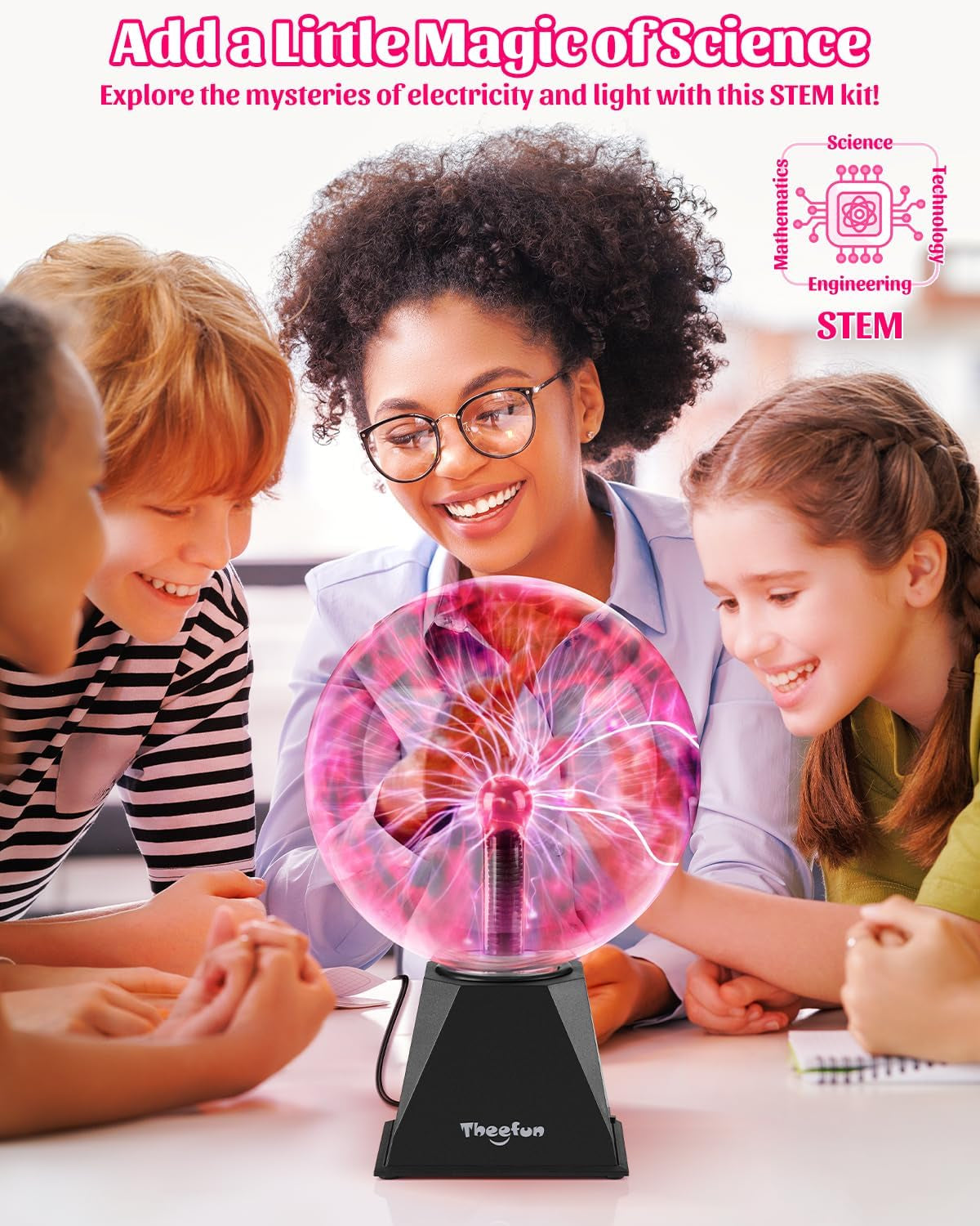 Plasma Ball: 8 Inch Huge Plasma Globe Christmas Gifts Touch & Sound Sensitive Ball Lamp Electric Lightning Novelty Light for Parties, Home, Prop, Room Decoration