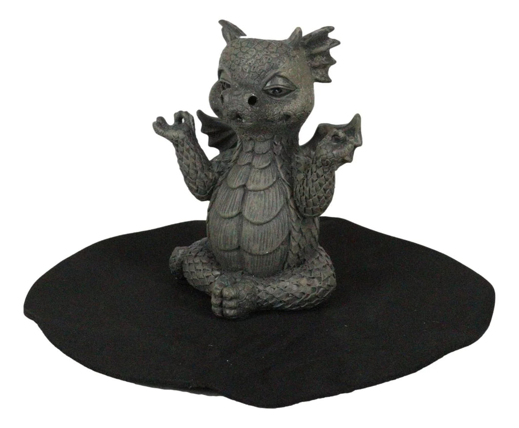 Zen Whimsical Garden Dragon Yoga Sitting in Meditation Backflow Incense Burner