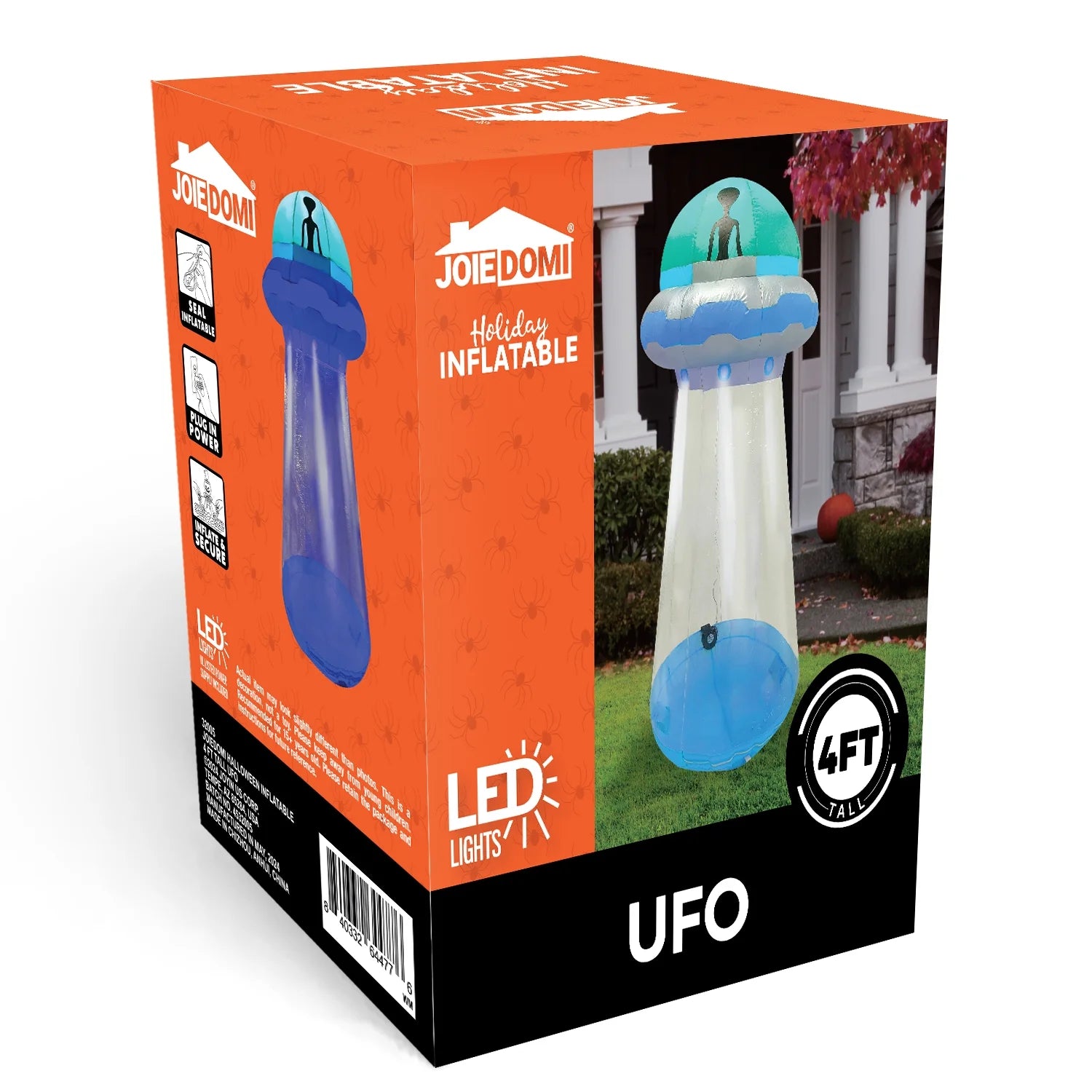 4 FT Halloween Inflatable UFO Alien Decoration with Built-In Leds,Ufo Halloween Decorations Outdoor Blow up Yard Lawn Decoration