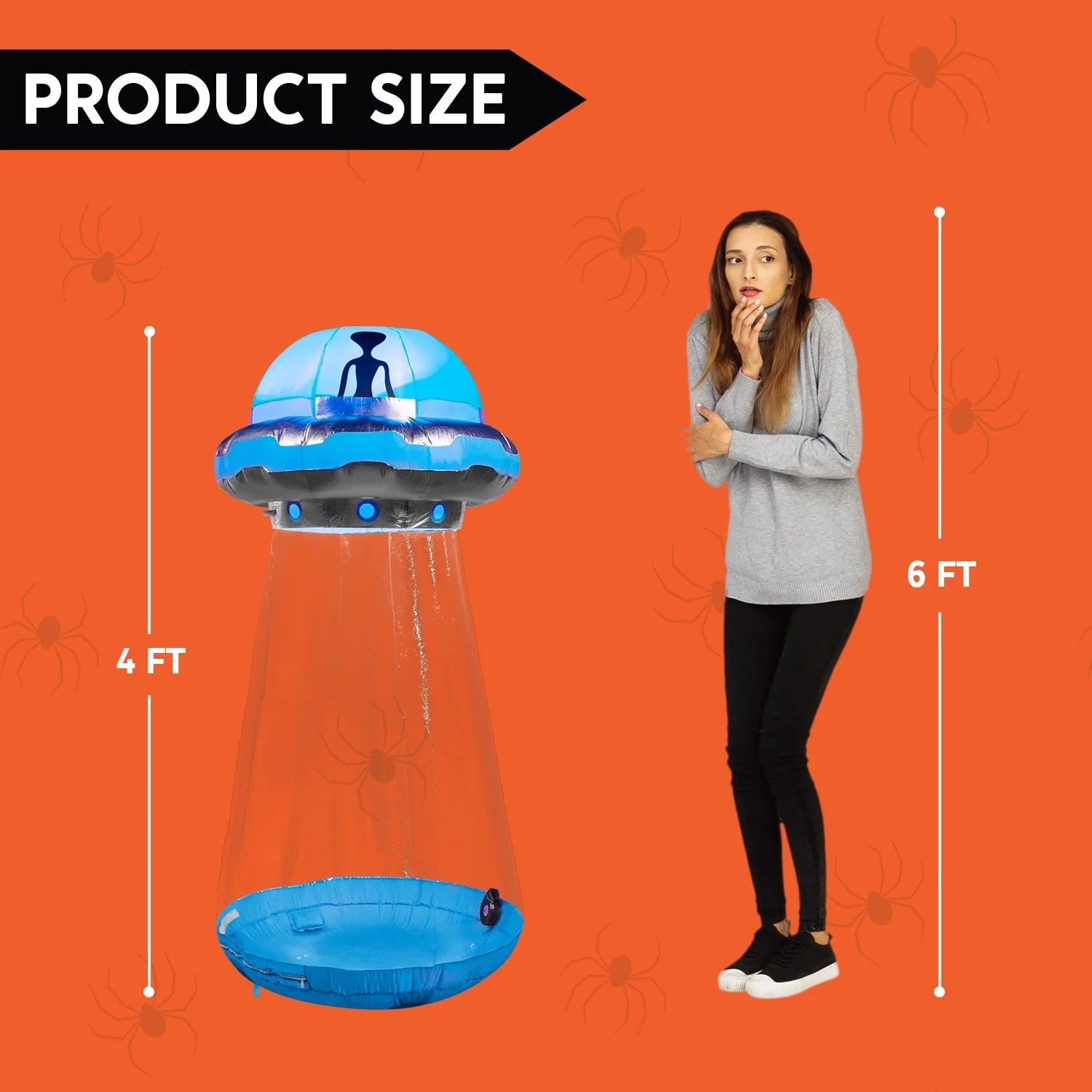 4 FT Halloween Inflatable UFO Alien Decoration with Built-In Leds,Ufo Halloween Decorations Outdoor Blow up Yard Lawn Decoration