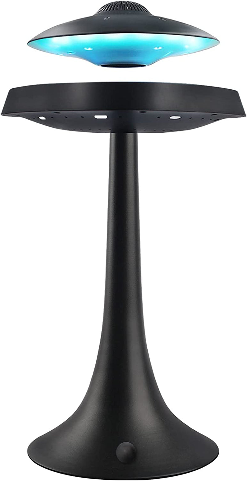 Magnetic Levitating UFO Bluetooth Speaker Table Lamp with Colorful Light Show, Office Home Decor Cool Stuff,Gadgets for Men Electronics,Birthday Christmas Creative Gift(Black)