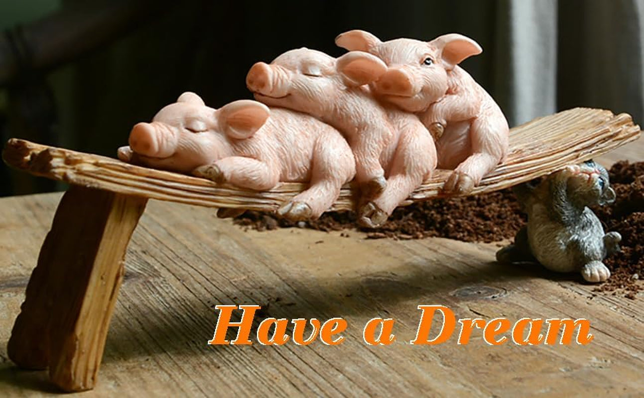 Miniature Fairy Garden Pig Figurine- Washing Hand before Meals