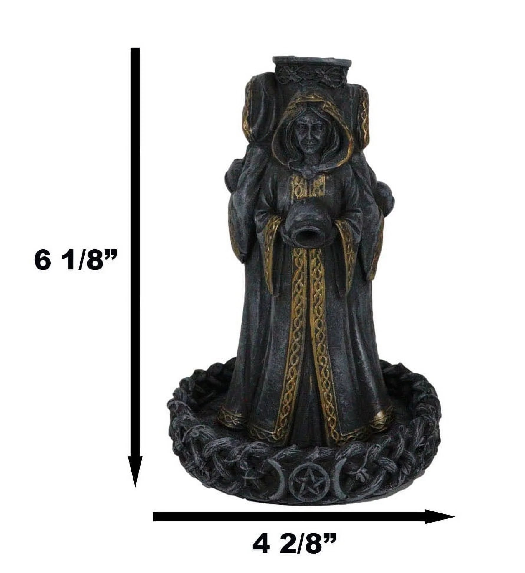 Wicca Triple Moon Goddess Maiden Mother and Crone Pagan Backflow Incense Burner