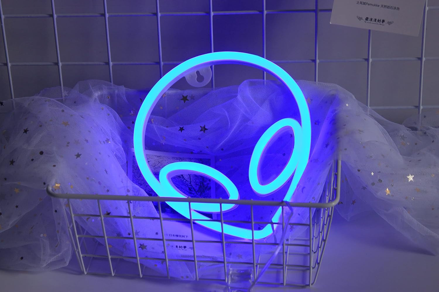 Alien Neon Sign Led Signs Alien Lamp for Wall Decor Neon Lights for Bedroom Asthetic Room Decor Alien Decorations Battery/Usb Operated(Blue)