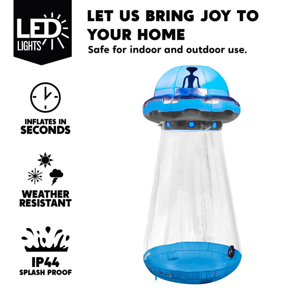 4 FT Halloween Inflatable UFO Alien Decoration with Built-In Leds,Ufo Halloween Decorations Outdoor Blow up Yard Lawn Decoration