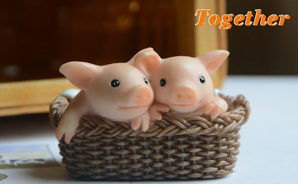 Miniature Fairy Garden Pig Figurine- Washing Hand before Meals