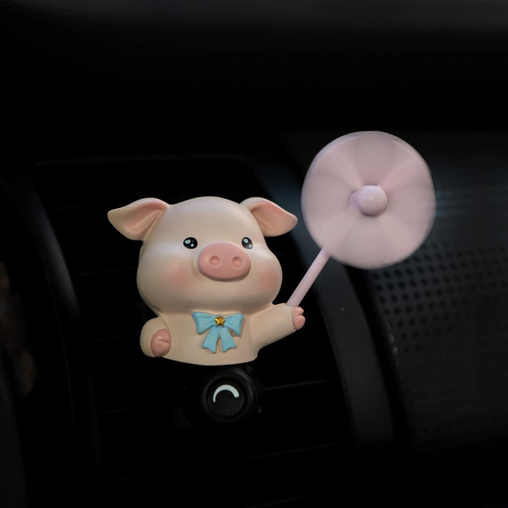 ADR. Cute Pig Car Air Fresheners Vent Clip, Spinning Fan Aroma Diffuser, Gift for Women (Pig)