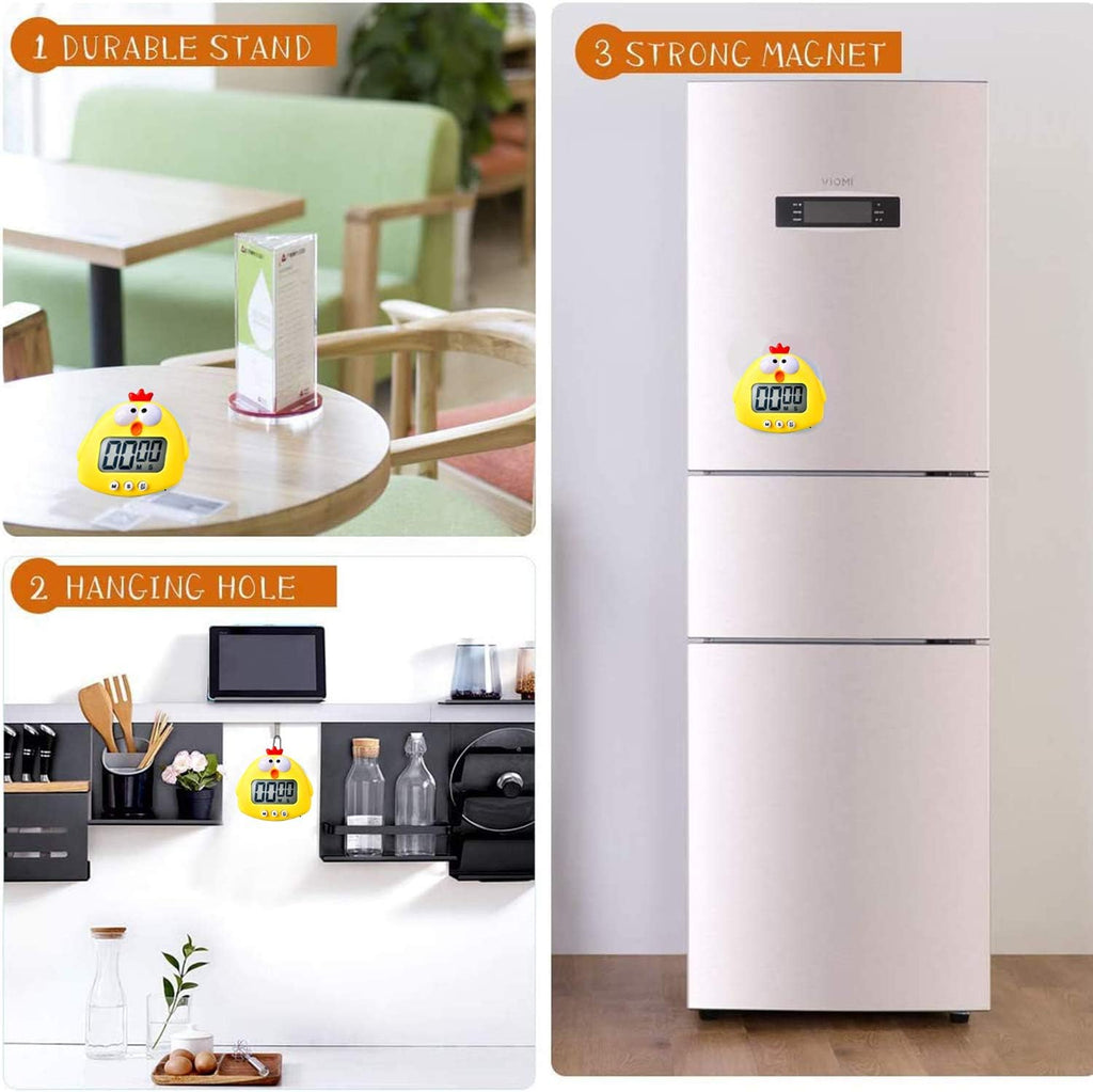 Kitchen Timer, Cute Cartoon Animal Countdown, Digital Cooking Timer with Magnetic, LCD Large-Screen Visual Clock, Hangable Alarm Clock with Stand，For Cooking Bake Sport Game (Timer-Xg)