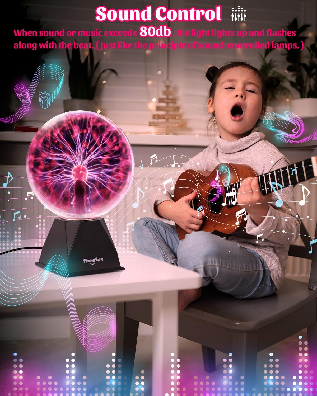 Plasma Ball: 8 Inch Huge Plasma Globe Christmas Gifts Touch & Sound Sensitive Ball Lamp Electric Lightning Novelty Light for Parties, Home, Prop, Room Decoration